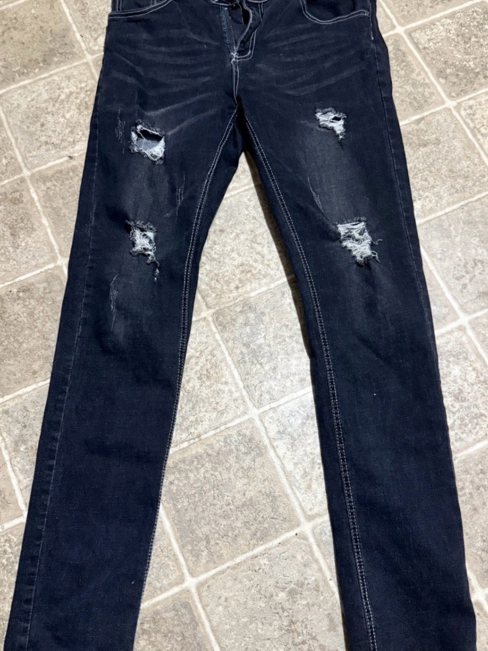 Men's Fredd Marshall Skinny Distressed Dark Blue Jeans